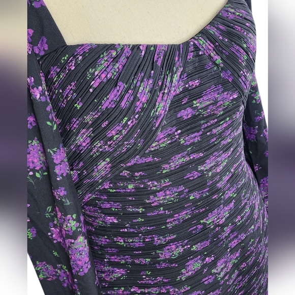 AMUR Giulia Pleated Mini Bodycon Dress Hydrangea Berry Women's Size 12 - Picture 8 of 15